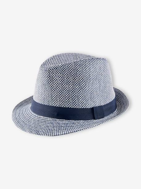 Braided-Effect Panama Hat for Boys BLUE DARK TWO COLOR/MULTICOL - vertbaudet enfant 