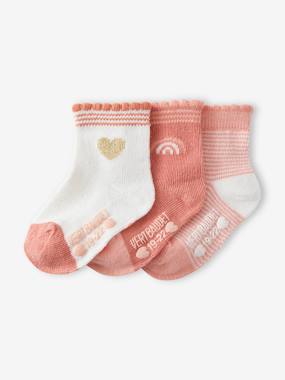 Bébé-Chaussettes, Collants-Lot de 3 paires de chaussettes c½ur bébé fille BASICS