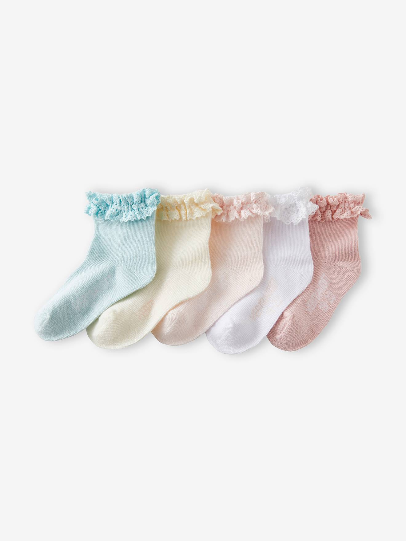 5 Pairs Rib Knit Baby Socks Arket Abbigliamento Intimo Calze Pink 