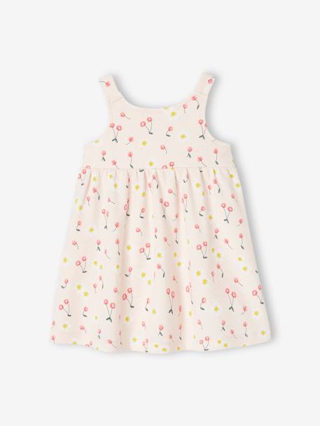 Sleeveless Dress for Babies ecru+fuchsia+PINK LIGHT ALL OVER PRINTED - vertbaudet enfant 