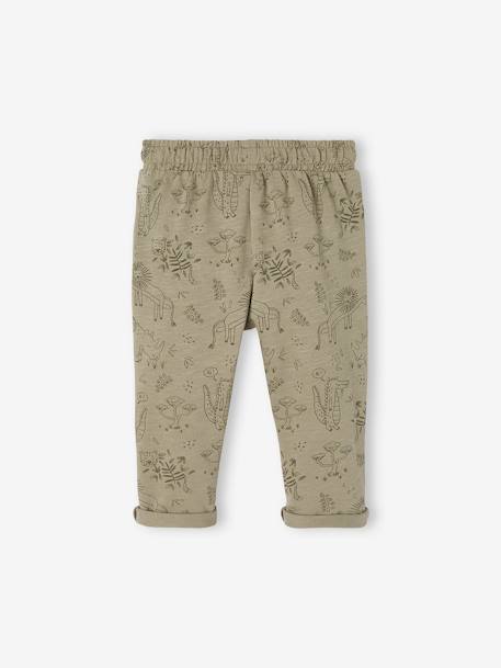 Fleece Trousers for Baby Boys GREEN MEDIUM ALL OVER PRINTED+Light Grey - vertbaudet enfant 