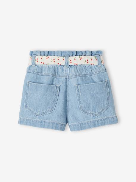 Paperbag Shorts with Belt for Babies BLUE LIGHT WASCHED - vertbaudet enfant 
