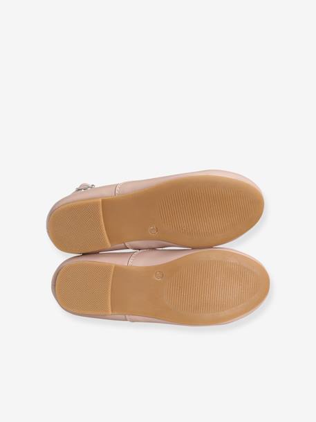T-Strap Ballet Pumps for Girls Light Pink+White - vertbaudet enfant 