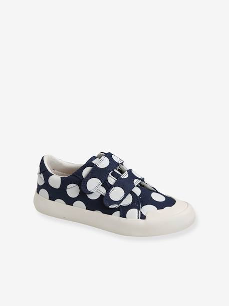Fabric Trainers with Touch Fasteners, for Girls BLUE DARK ALL OVER PRINTED - vertbaudet enfant 