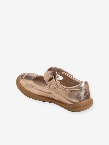 Touch-Fastening Mary Jane Shoes for Girls, Designed for Autonomy PINK MEDIUM METALLIZED - vertbaudet enfant 
