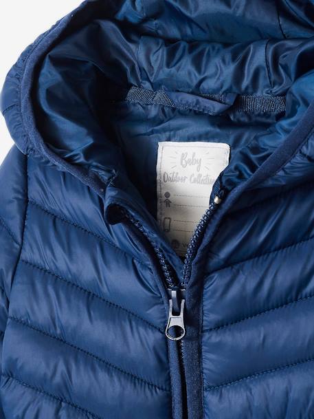 Lightweight Padded Jacket with Hood for Babies BLUE DARK SOLID+bronze - vertbaudet enfant 