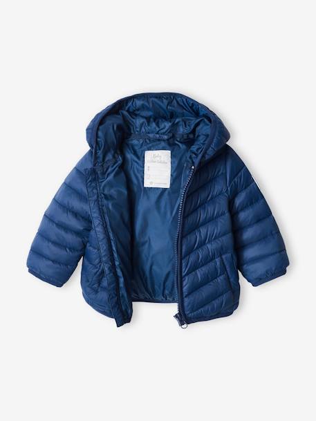 Lightweight Padded Jacket with Hood for Babies BLUE DARK SOLID+bronze - vertbaudet enfant 