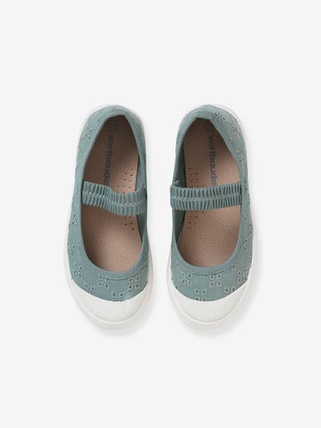Mary Jane Shoes in Canvas for Girls Gold+GREEN LIGHT SOLID+white - vertbaudet enfant 