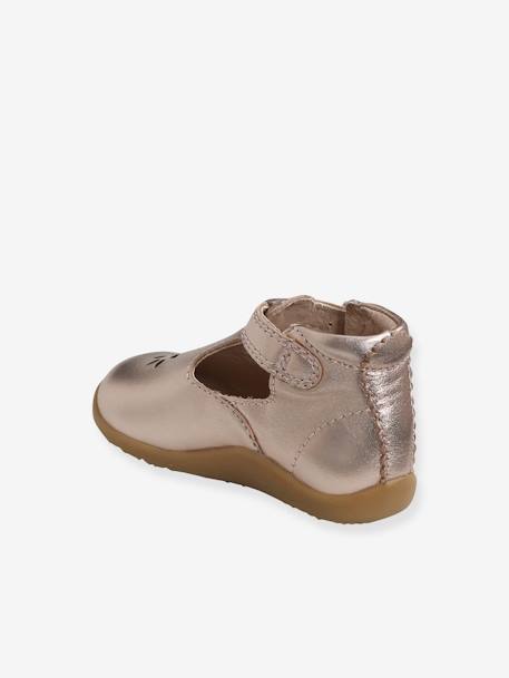 Leather Pram Shoes for Baby Girls, Designed for First Steps PINK MEDIUM METALLIZED - vertbaudet enfant 
