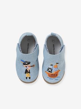 Shoes-Touch-Fastening Slippers in Denim for Baby Boys