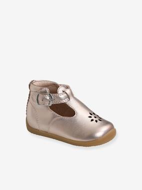 -Leather Pram Shoes for Baby Girls, Designed for First Steps