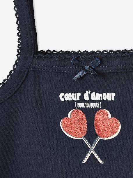 Pack of 3 Hearts Bodysuits, Thin Straps, for Babies BLUE DARK TWO COLOR/MULTICOL - vertbaudet enfant 