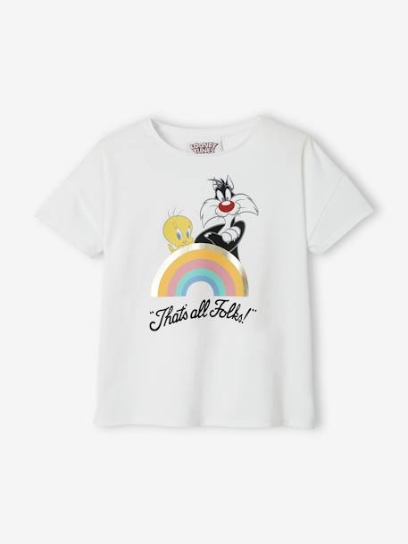 Looney Tunes® Tweety & Sylvester T-Shirt for Girls WHITE LIGHT SOLID WITH DESIGN - vertbaudet enfant 