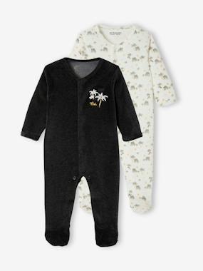 -Pack of 2 Baby Sleepsuits in Velour