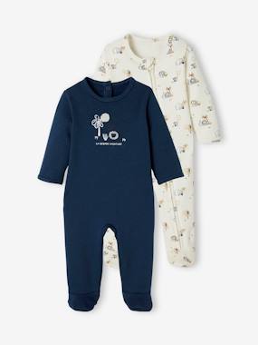 -Pack of 2 Fleece Sleepsuits for Babies