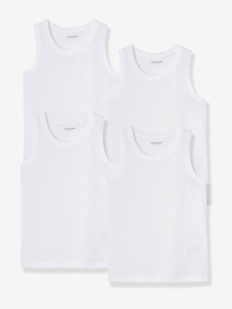 Lot 4 débardeurs maillot de corps BASICS BLANC - vertbaudet enfant 