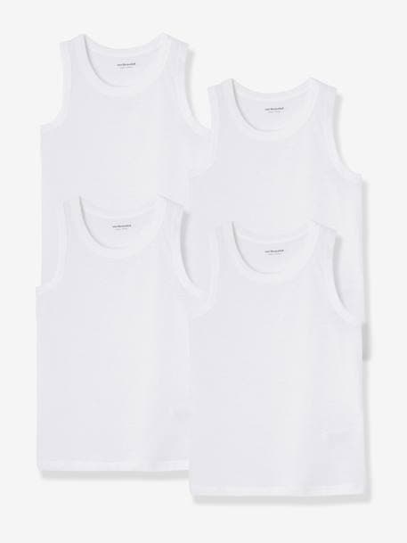 Pack of 4 Boys' Vest Tops White - vertbaudet enfant 