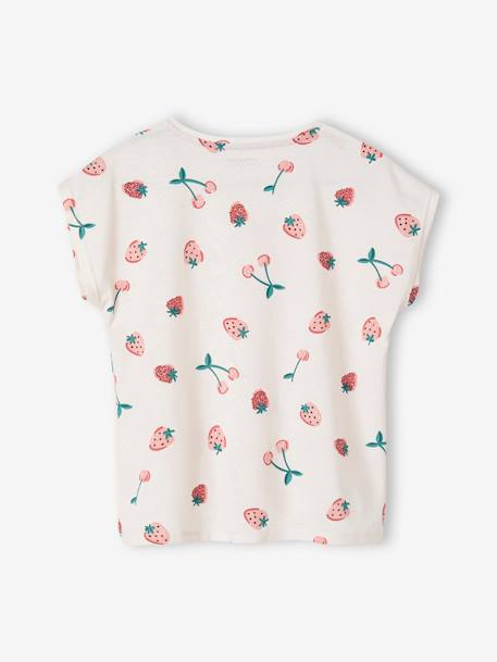 T-shirt fille imprimé noeud fantaisie manches courtes blanc+lavande+rose+rose mauve imprimé - vertbaudet enfant 