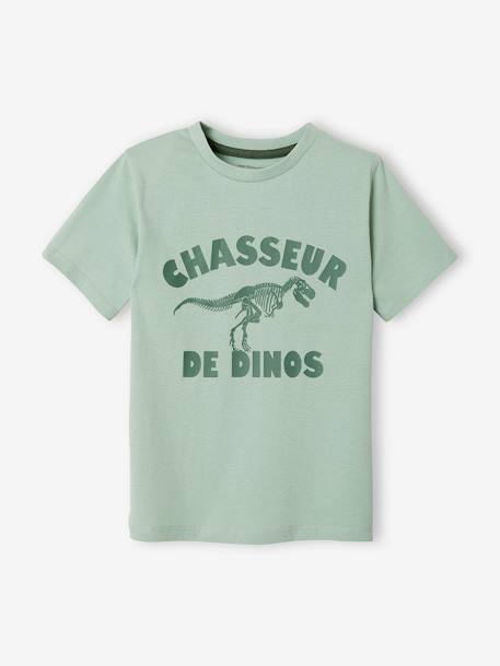 T-Shirt with Message for Boys BLUE LIGHT SOLID WITH DESIGN+BLUE MEDIUM SOLID WITH DESIGN+GREEN MEDIUM SOLID WITH DESIG+ORANGE MEDIUM SOLID WITH DESIG+WHITE LIGHT SOLID WITH DESIGN - vertbaudet enfant 
