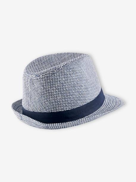 Braided-Effect Panama Hat for Boys BLUE DARK TWO COLOR/MULTICOL - vertbaudet enfant 