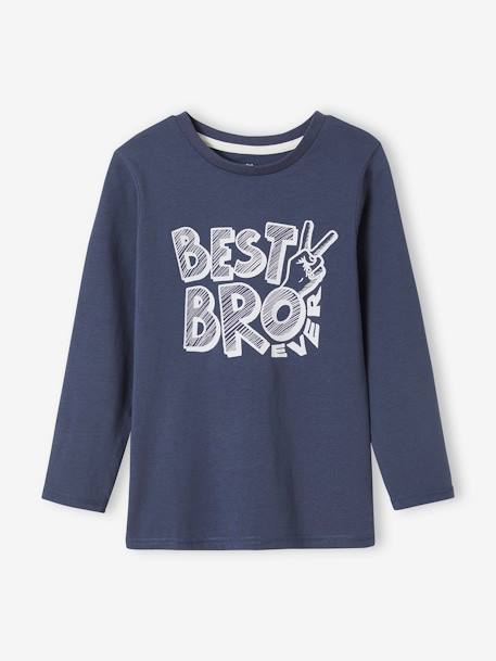 Top with Graphic Message for Boys BLUE MEDIUM SOLID WITH DESIGN - vertbaudet enfant 