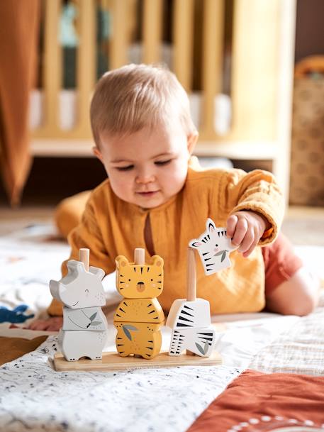 Animaux à empiler Jungle en bois FSC® Multicolore - JUNGLE - vertbaudet enfant 