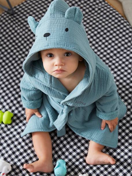 Peignoir bébé animal en gaze de coton bio* personnalisable rose+vert - vertbaudet enfant 