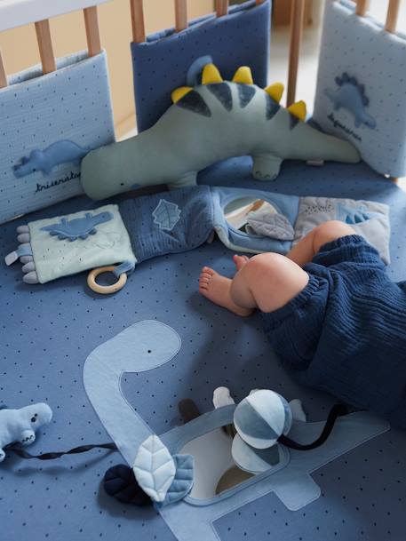 Set of 2 Covers for the Bottom of the Playpen, Jungle Colours Theme Light Blue+White/Print - vertbaudet enfant 
