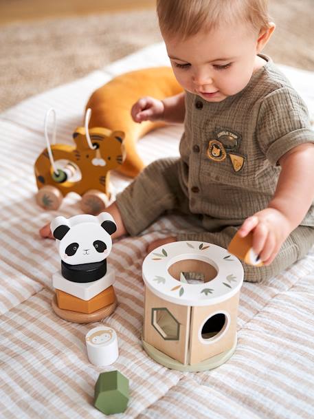 Tanzania Box Set with 3 Early Learning Toys in FSC® Wood BROWN LIGHT SOLID WITH DESIGN - vertbaudet enfant 