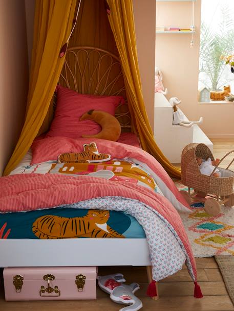 Duvet Cover + Pillowcase Set for Children, Eden India WHITE LIGHT SOLID WITH DESIGN - vertbaudet enfant 