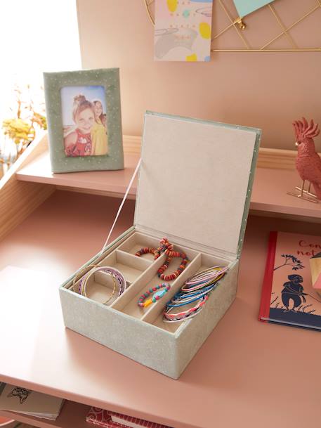 Gift Box Set, Frame + Storage Box in Velour GREEN LIGHT SOLID WITH DESIGN - vertbaudet enfant 