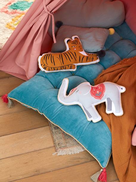 Pack of 2 Animal Cushions, Eden India BROWN LIGHT SOLID WITH DESIGN - vertbaudet enfant 