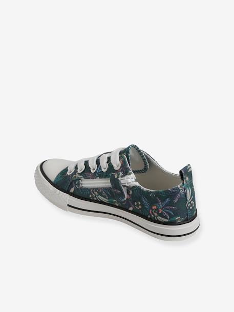 Trainers in Fancy Fabric, for Girls GREEN DARK ALL OVER PRINTED+PINK MEDIUM SOLID+RED MEDIUM ALL OVER PRINTED - vertbaudet enfant 