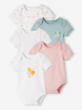 Baby-Bodysuits-Pack of 5 Short Sleeve "Fruits" Bodysuits for Babies