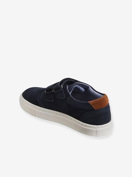 Leather Derby Shoes with Touch Fasteners for Boys BLUE DARK SOLID+BROWN MEDIUM SOLID+navy blue - vertbaudet enfant 