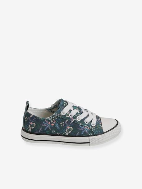 Trainers in Fancy Fabric, for Girls GREEN DARK ALL OVER PRINTED+PINK MEDIUM SOLID+printed white+RED MEDIUM ALL OVER PRINTED - vertbaudet enfant 