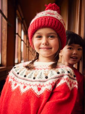 Girls-Cardigans, Jumpers & Sweatshirts-Jumpers-Christmas Jacquard Jumper for Girls