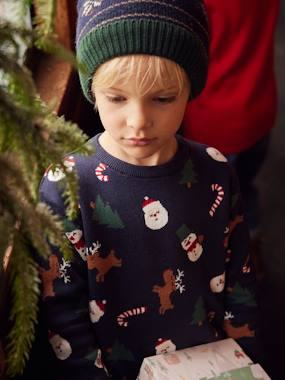 Boys-Cardigans, Jumpers & Sweatshirts-Christmas Special Jacquard Knit Jumper with Fun Motifs for Boys