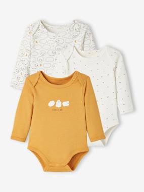Pack of 3 Long Sleeve "Sheep" Bodysuits with Cutaway Shoulders, for Babies  - vertbaudet enfant