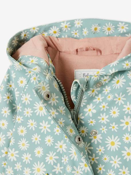 Ciré bébé fille à capuche écru+vert céladon imprimé - vertbaudet enfant 