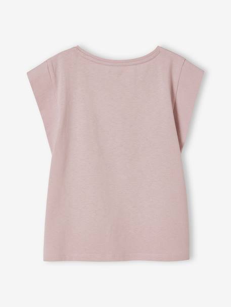 City T-Shirt with Sequinned Details for Girls PINK MEDIUM SOLID WITH DESIG+WHITE LIGHT SOLID WITH DESIGN - vertbaudet enfant 