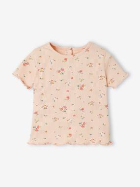 T-shirt à fleurs en maille côtelée bébé  - vertbaudet enfant