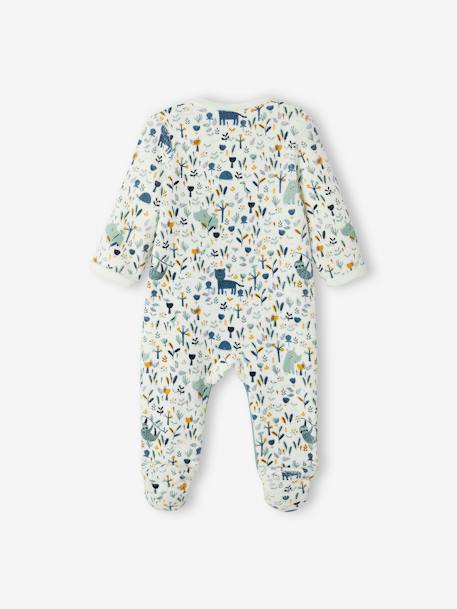 Velour Sleepsuit for Baby Boys, Oeko Tex® WHITE LIGHT ALL OVER PRINTED - vertbaudet enfant 