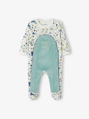 Baby-Pyjamas & Sleepsuits-Velour Sleepsuit for Baby Boys, Oeko Tex®
