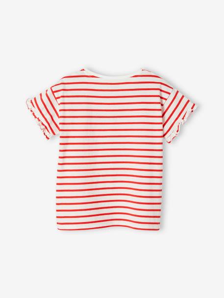 Tee-shirt fille fantaisie manches courtes écru rayé - vertbaudet enfant 