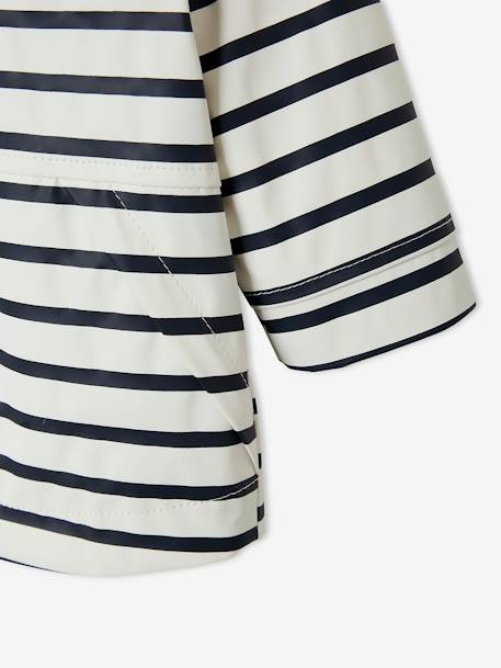 Navy Raincoat with Hood & Lining for Babies WHITE LIGHT STRIPED - vertbaudet enfant 