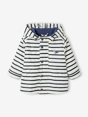-Navy Raincoat with Hood & Lining for Babies