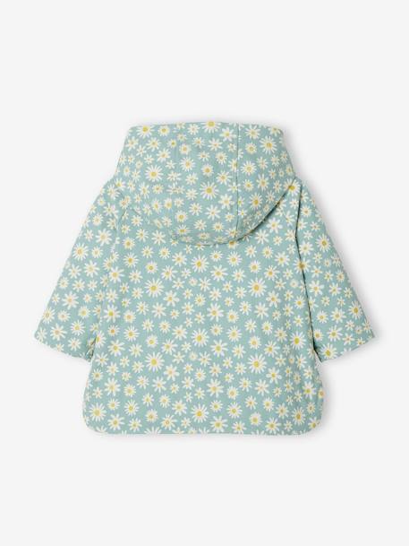 Ciré bébé fille à capuche écru+vert céladon imprimé - vertbaudet enfant 