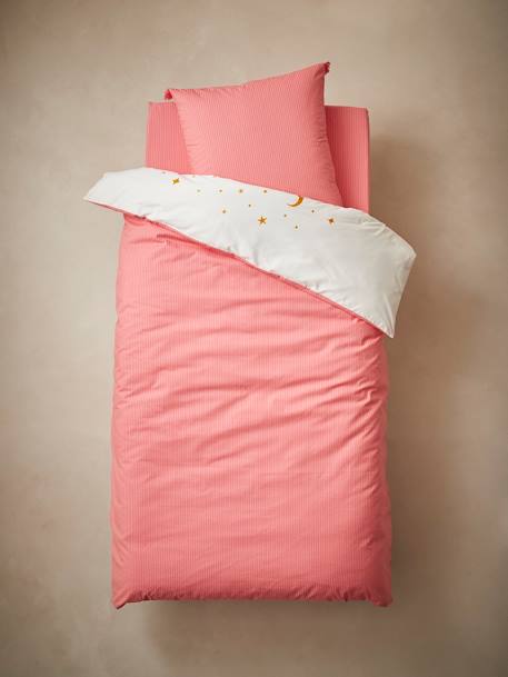 Duvet Cover + Pillowcase Set for Children, Eden India WHITE LIGHT SOLID WITH DESIGN - vertbaudet enfant 