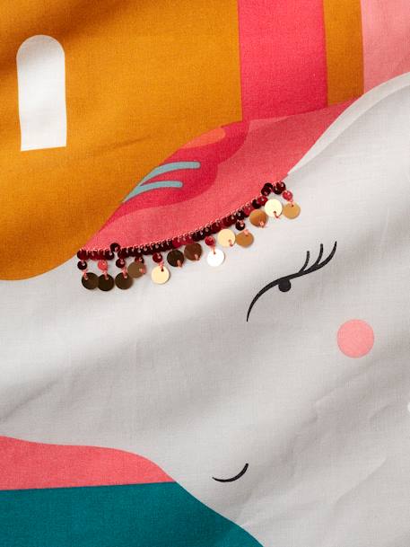 Duvet Cover + Pillowcase Set for Children, Eden India WHITE LIGHT SOLID WITH DESIGN - vertbaudet enfant 